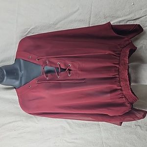 Express Sheer Tie Front Batwing Shirt - NWT